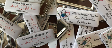 2 modelos de Chapitas rectangulares ocupadas como piochas de identificacion